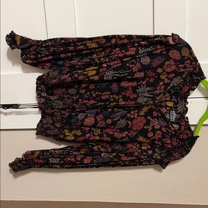 Angie Black Floral Blouse with Long Sleeves